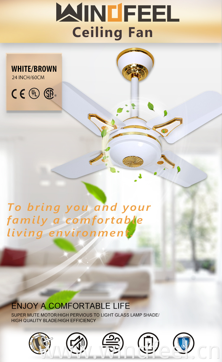 Household Fan 24inch Electrical Ceiling Fan White